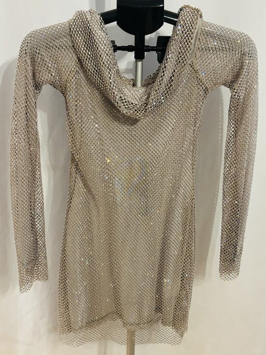 White Fox Dresses & Skirts - NWT White Fox Back Track Embellished Mini Dress in Taupe size XS